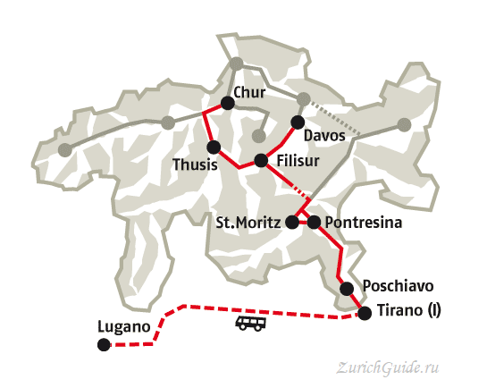 Панорамный поезд Бернина экспресс- Bernina express -- экскурсии по Швейцарии, что посмотреть в Швейцарии, панорамные поезда по Швейцароии, путеводитель по Швейцарии