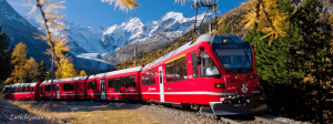 Панорамный поезд Бернина экспресс- Bernina express -- экскурсии по Швейцарии, что посмотреть в Швейцарии, панорамные поезда по Швейцароии, путеводитель по Швейцарии